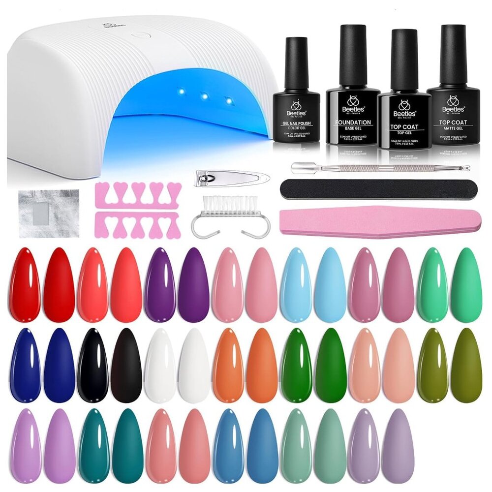 Beetles Gel Nail Polish Kit With Uv Light - 31pcs Nail Polish Set Popular Color